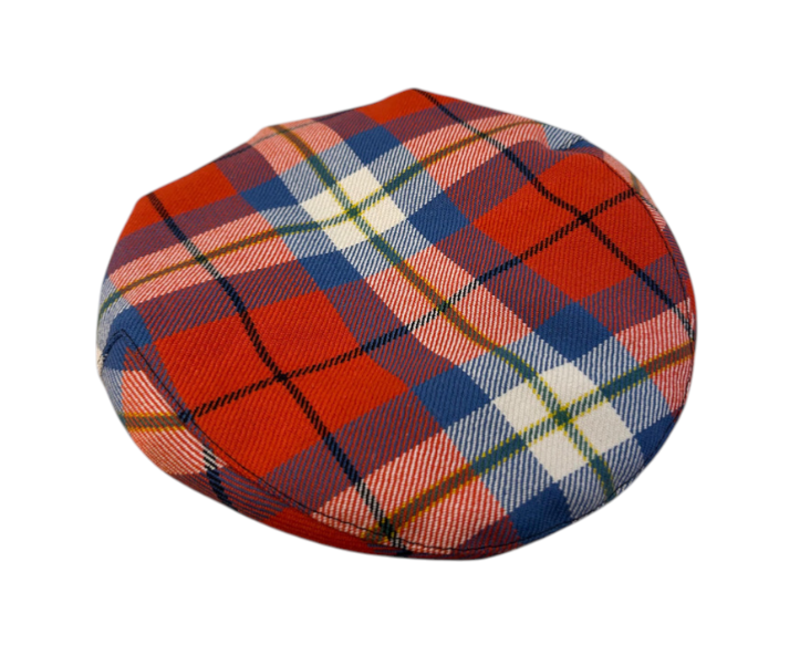 Orange & Blue Tartan Flat Cap