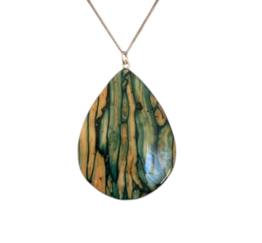 Green Teardrop Heather Necklace