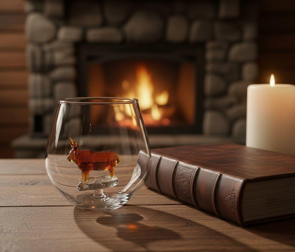 Highland Cow In A Whisky Glass