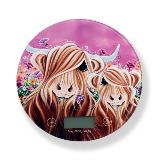 Highland Cow 'Fields Of Love' Kitchen Scales