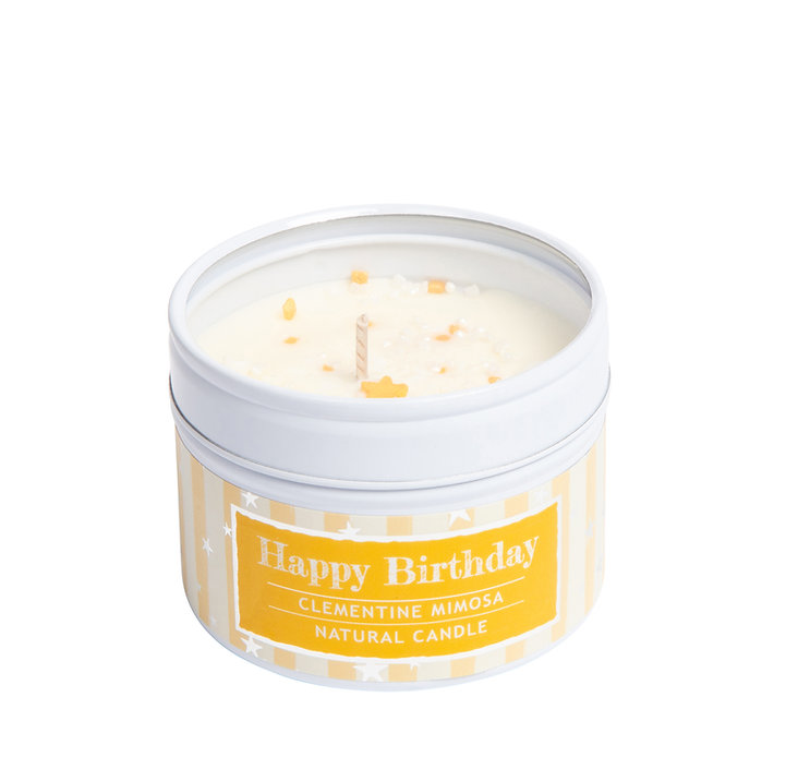 Happy Birthday Clementine Mimosa Sprinkle Candle