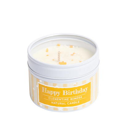Happy Birthday Clementine Mimosa Sprinkle Candle