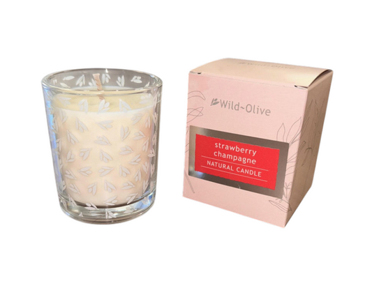 Strawberry Champagne Boxed Small Glass Candle