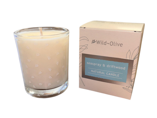 Seaspray & Driftwood Boxed Small Glass Candle