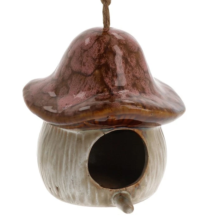 Magical Mushroom Pink Hanging Bird Feeder
