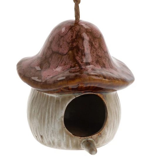 Magical Mushroom Pink Hanging Bird Feeder