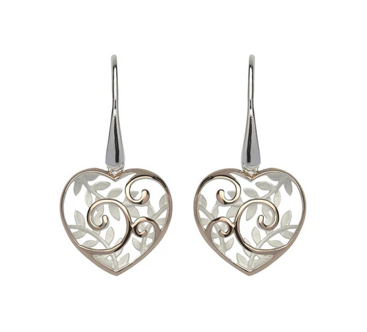 Sterling Silver and Rose Gold Leaves Earrings