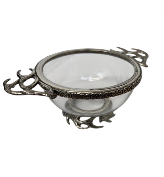 Glass & Pewter Stag Antler Toasting Quaich
