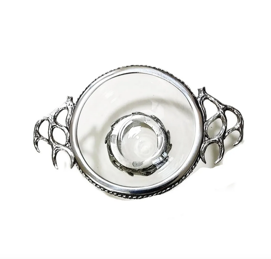 Glass & Pewter Stag Antler Toasting Quaich
