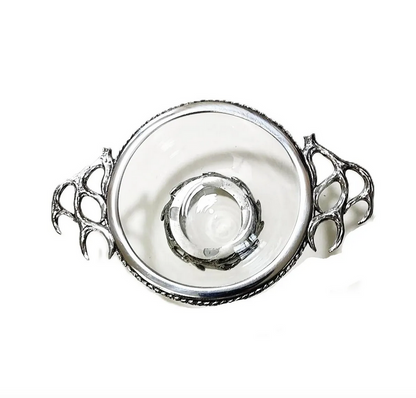 Glass & Pewter Stag Antler Toasting Quaich
