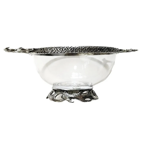 Glass & Pewter Stag Antler Toasting Quaich