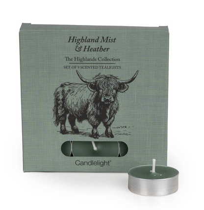 Set Of 9 Tealights - Heather & Highland Mist