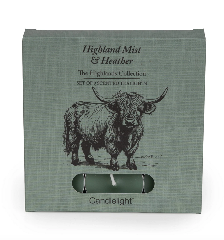 Set Of 9 Tealights - Heather & Highland Mist