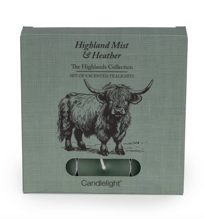 Set Of 9 Tealights - Heather & Highland Mist