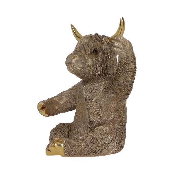 Gold Highland Cow Wine Bottle & Glass Holder