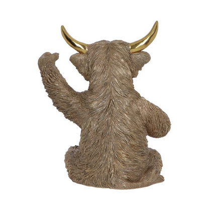 Gold Highland Cow Wine Bottle & Glass Holder