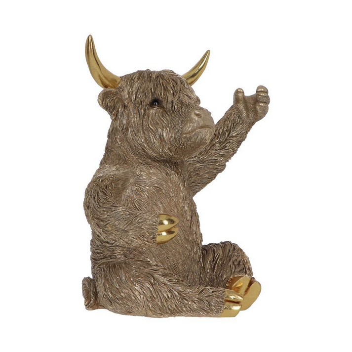 Gold Highland Cow Wine Bottle & Glass Holder