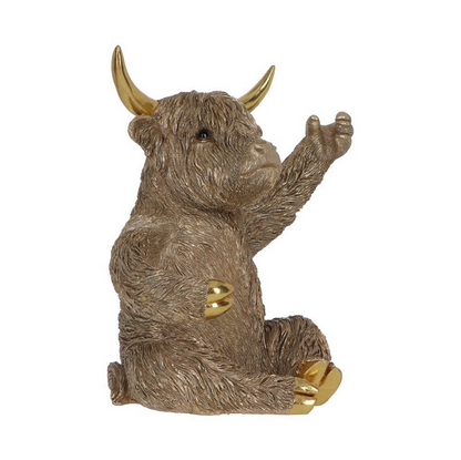 Gold Highland Cow Wine Bottle & Glass Holder