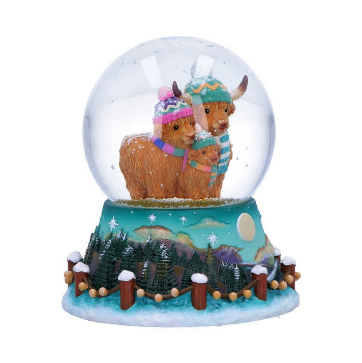 Highland Cow Family Snow Globe