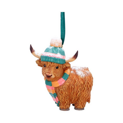 Winter Highland Cow Christmas Tree Decoration