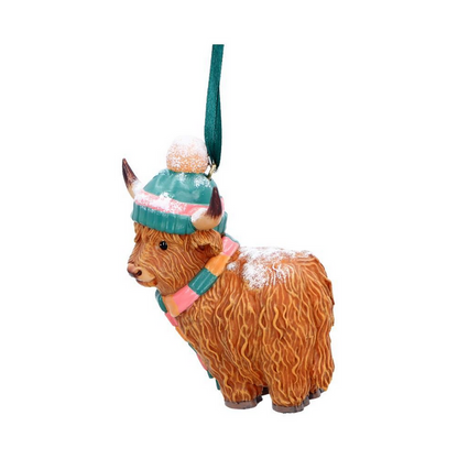 Winter Highland Cow Christmas Tree Decoration