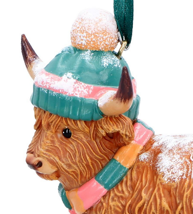 Winter Highland Cow Christmas Tree Decoration