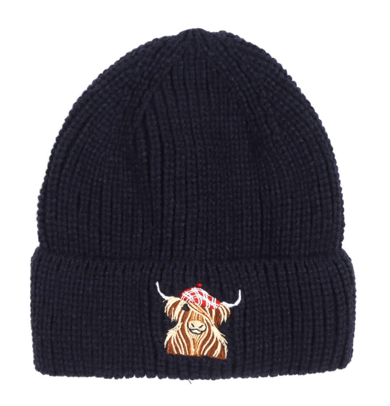 McMoo Hamish Highland Cow Beanie - Navy