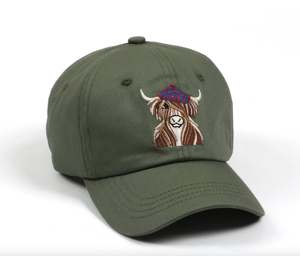 McMoo Hamish The Highland Cow Baseball Cap - Green
