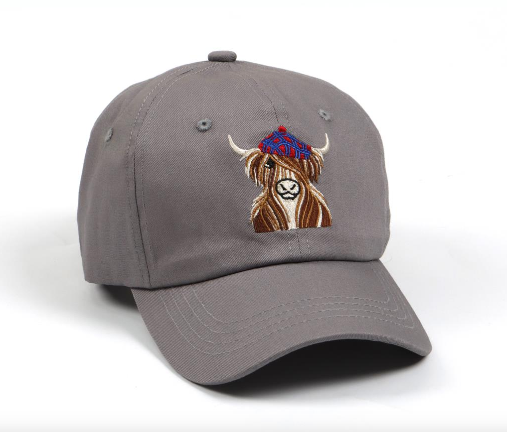 McMoo Hamish The Highland Cow Baseball Cap - Grey