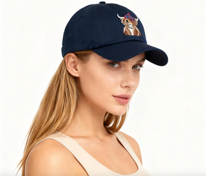McMoo Hamish The Highland Cow Baseball Cap - Navy