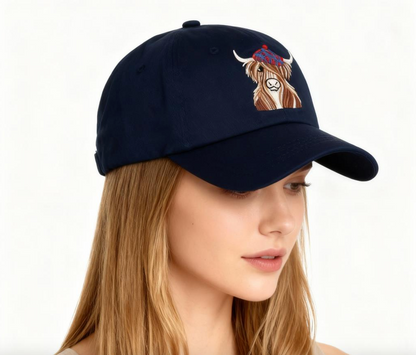 McMoo Hamish The Highland Cow Baseball Cap - Navy