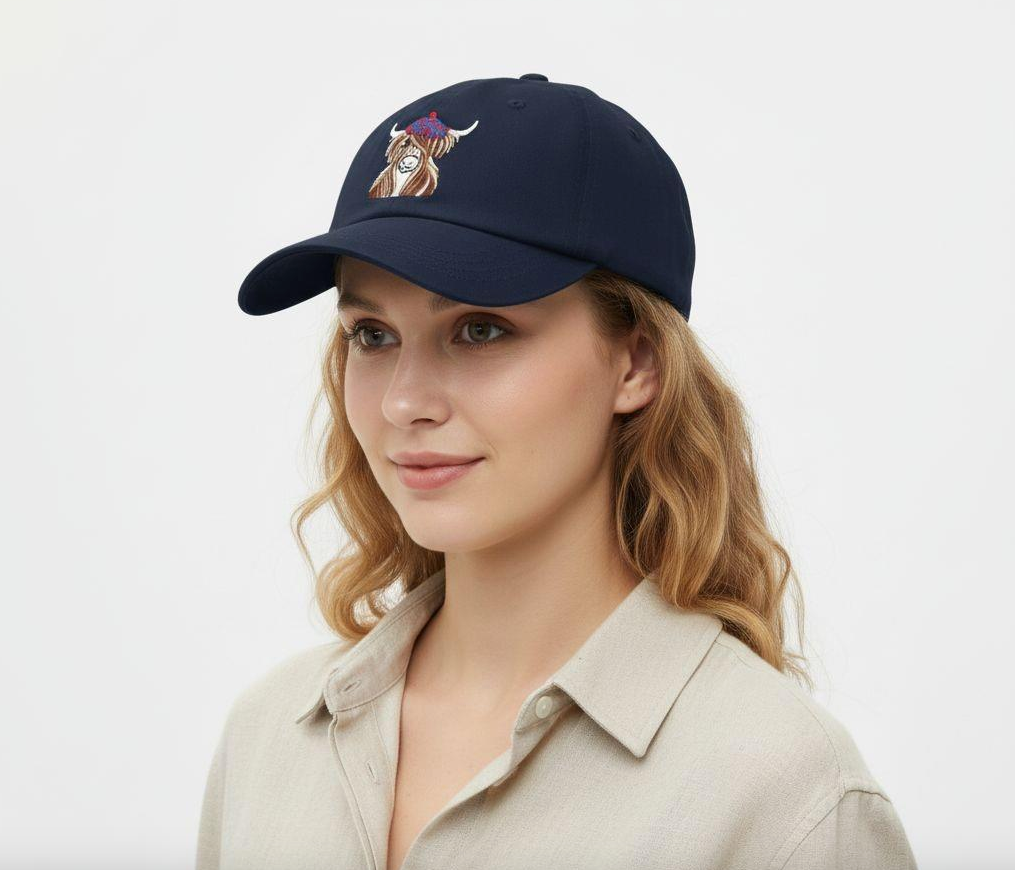 McMoo Hamish The Highland Cow Baseball Cap - Navy