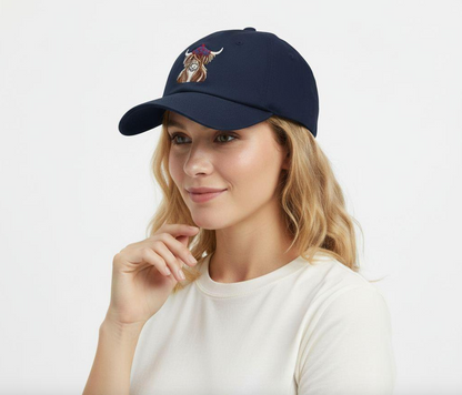 McMoo Hamish The Highland Cow Baseball Cap - Navy