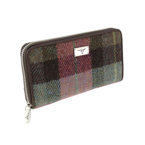Muted Green & Pink Tartan Staffa Purse