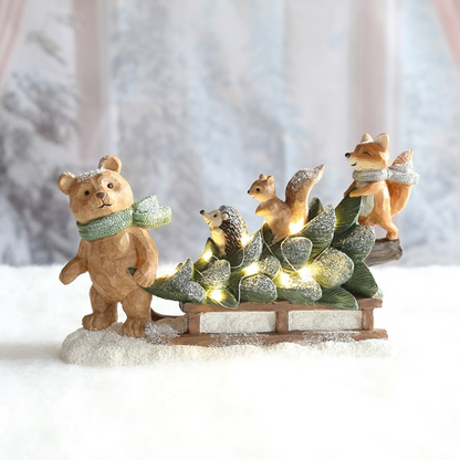 LED Woodland Animal Sleigh Decoration