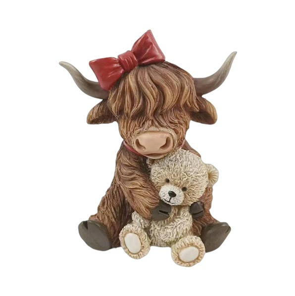 Highland Cow With Teddy Decoration