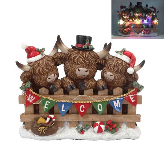 Highland Cow LED Welcome Decoration