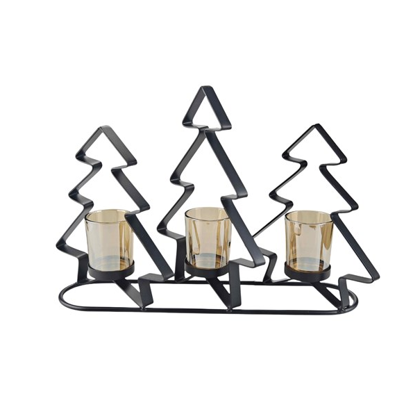 Amber Triple Tree Tealight Holder