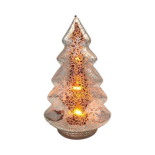 LED Flickering Antique Glass Christmas Tree - 11x19cm