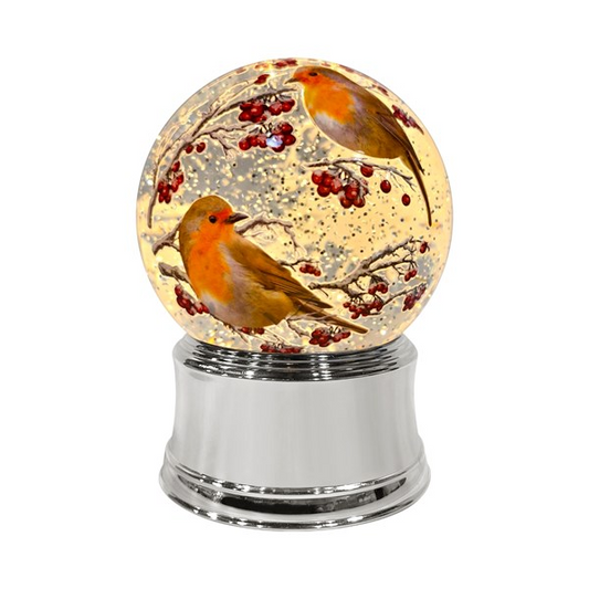 Robin Snow Globe Spinner - 16cm