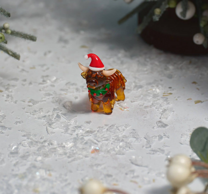 Christmas Standing Glass Cow Ornament