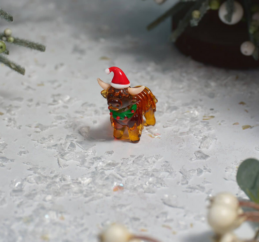 Christmas Standing Glass Cow Ornament
