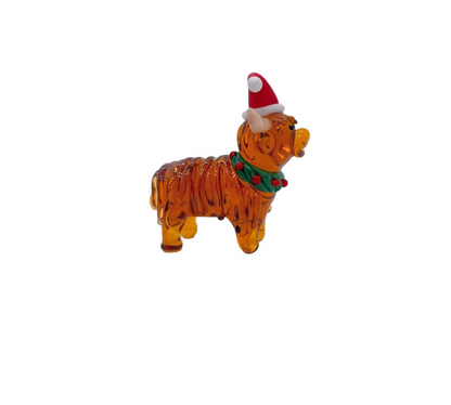 Christmas Standing Glass Cow Ornament