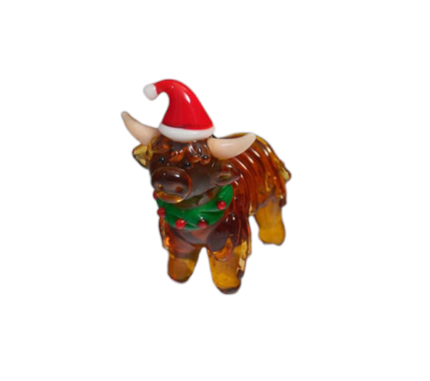 Christmas Standing Glass Cow Ornament