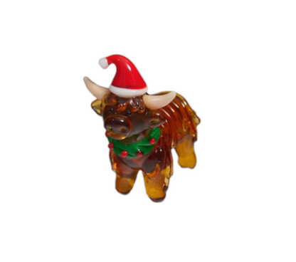 Christmas Standing Glass Cow Ornament