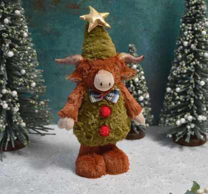 Chtistmas Tree Outfit Standing Highland Cow Plush