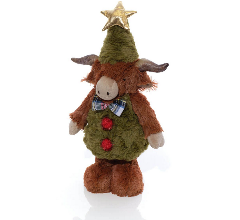 Chtistmas Tree Outfit Standing Highland Cow Plush
