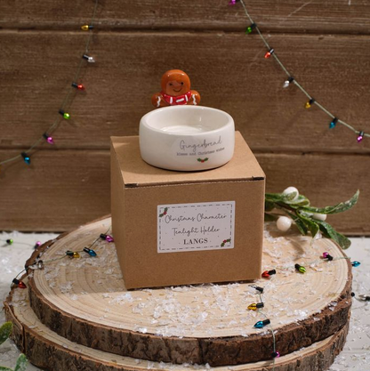 Christmas Tiny World Gingerbread Kisses Ceramic Tealight Holder