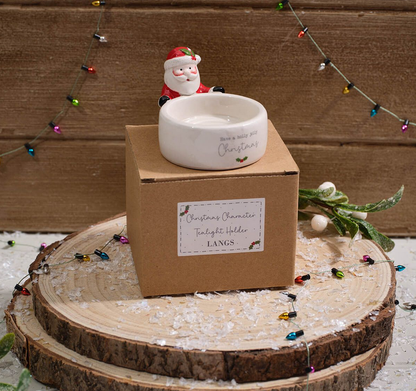 Christmas Tiny World Holy Jolly Santa Ceramic Tealight Holder