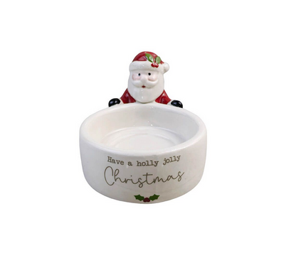 Christmas Tiny World Holy Jolly Santa Ceramic Tealight Holder